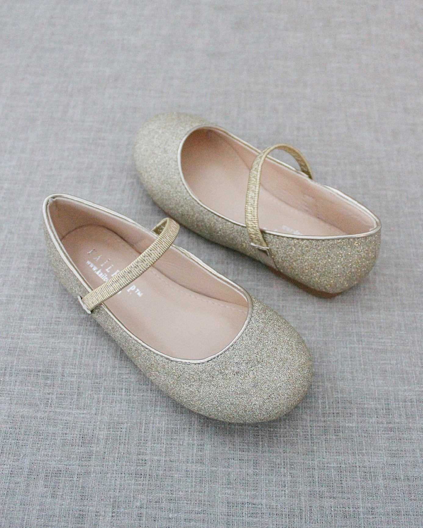 Gold Fine Glitter  Mary Jane Flats