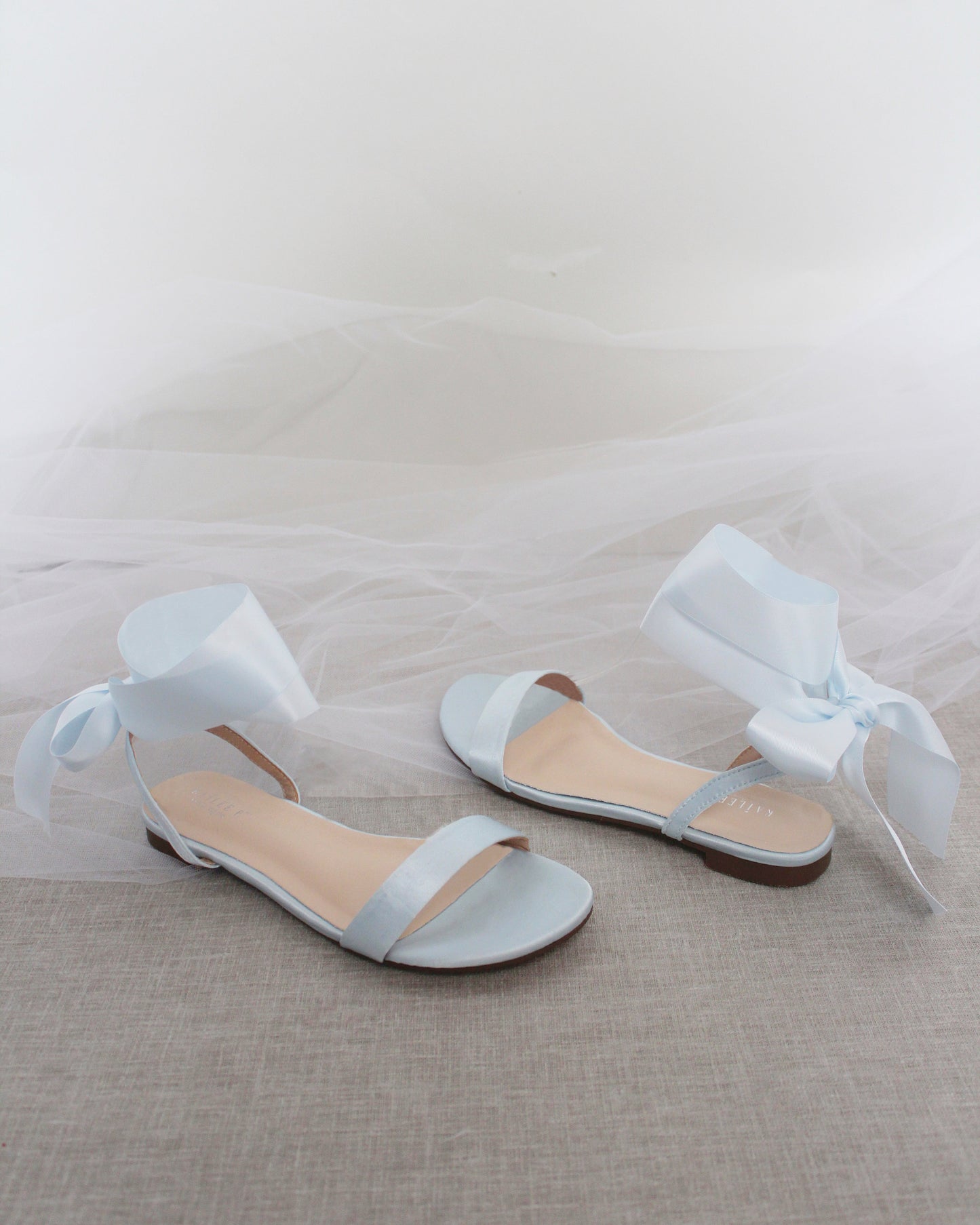 Girls Satin Flat Sandal with Wrapped Satin Tie