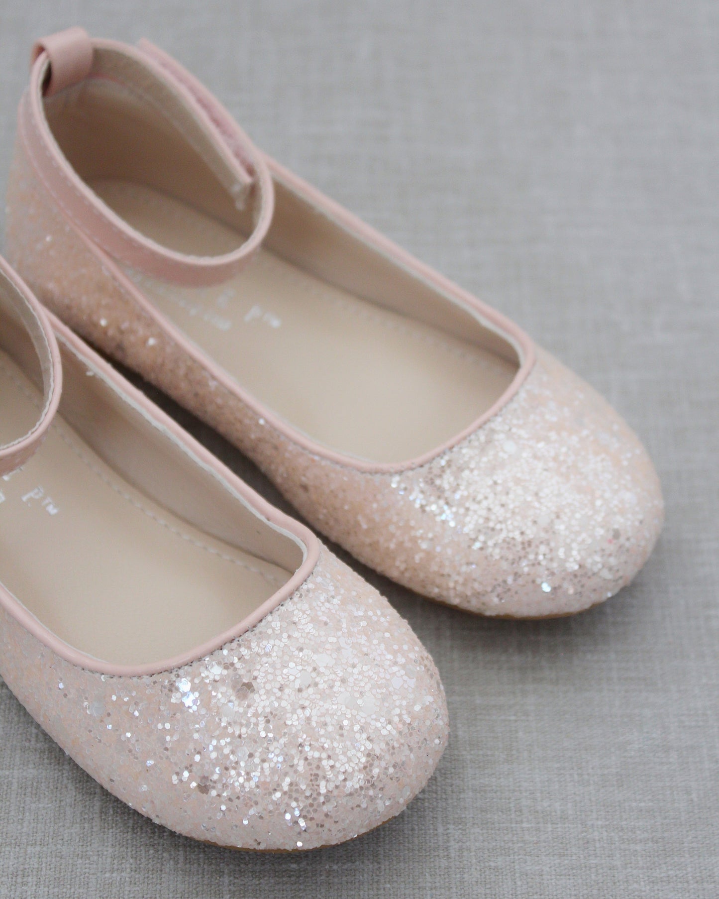 Rock Glitter Ballet Flats with Velcro Ankle Strap