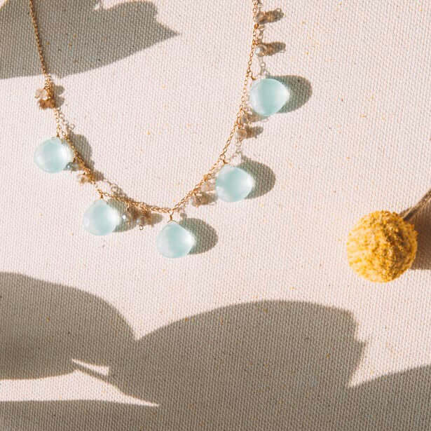 Aqua Chalcedony & Labradorite Sparkler Necklace