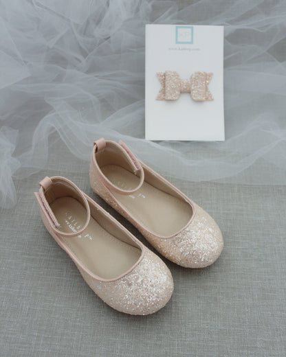 Rock Glitter Ballet Flats with Velcro Ankle Strap