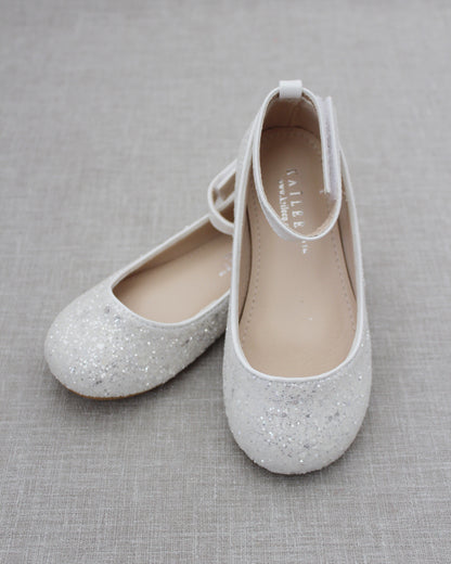 Rock Glitter Ballet Flats with Velcro Ankle Strap