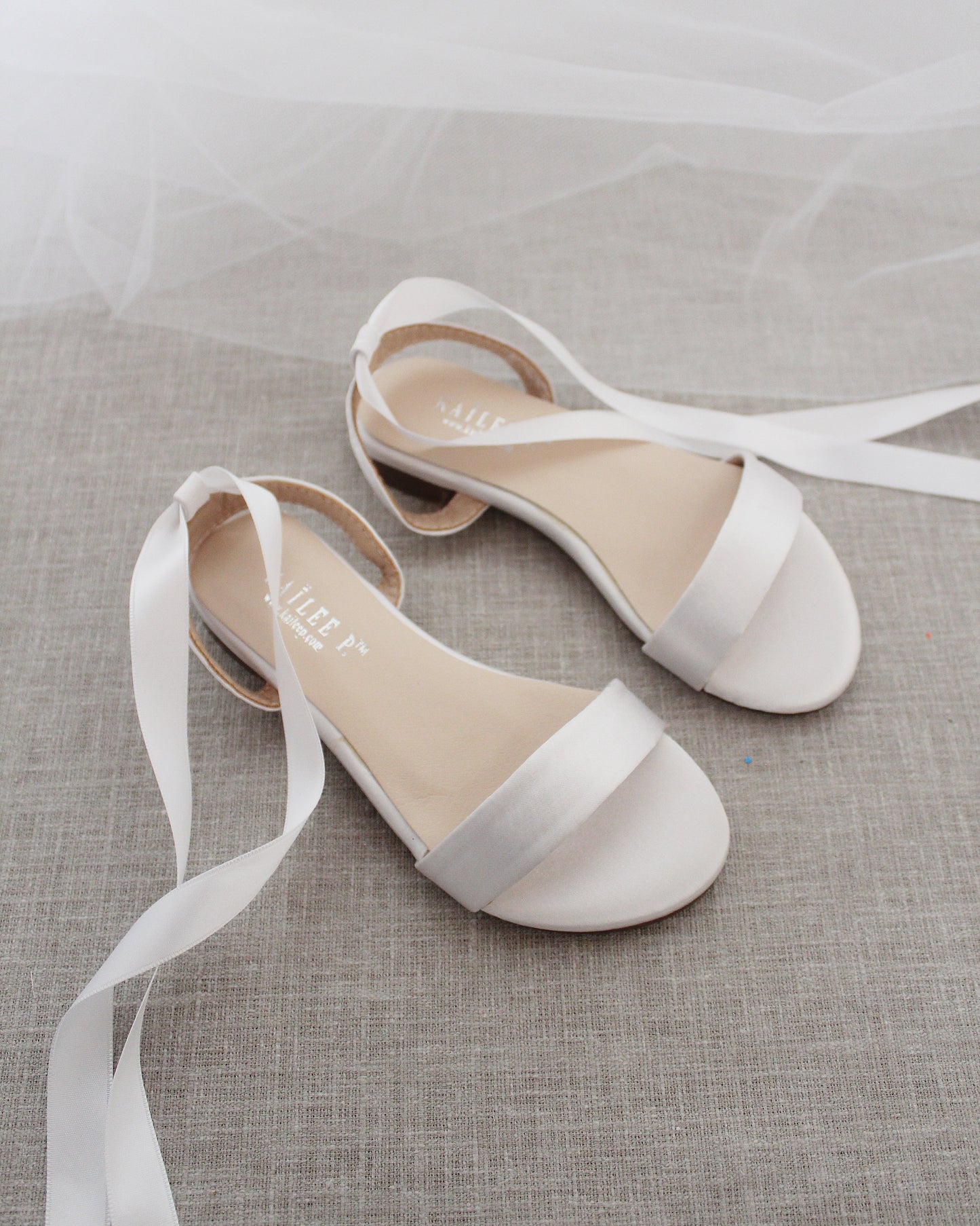 Girls Satin Flat Sandal with Ballerina Lace Up