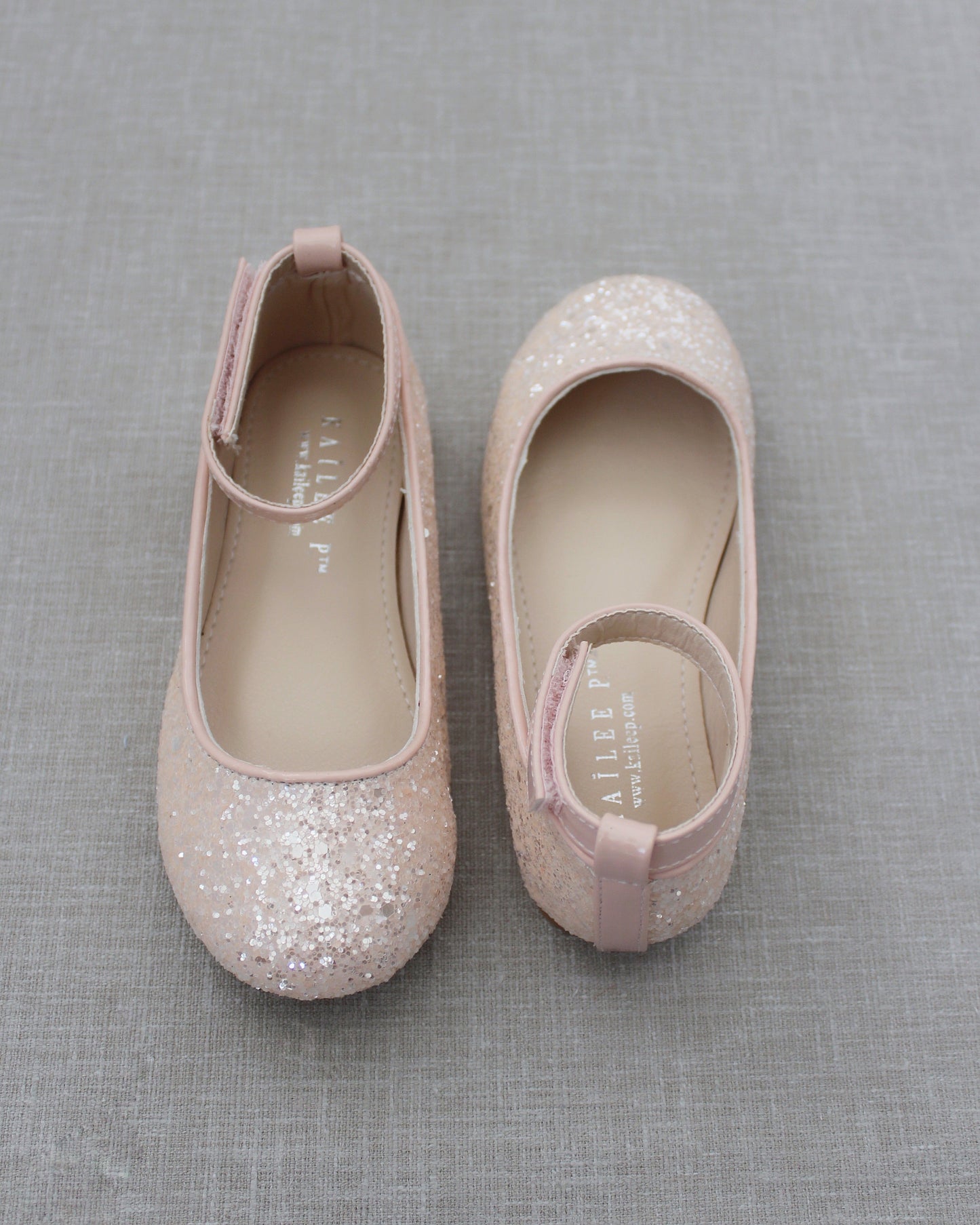 Rock Glitter Ballet Flats with Velcro Ankle Strap