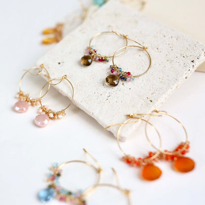 Dark Orange Chalcedony Swing Earrings
