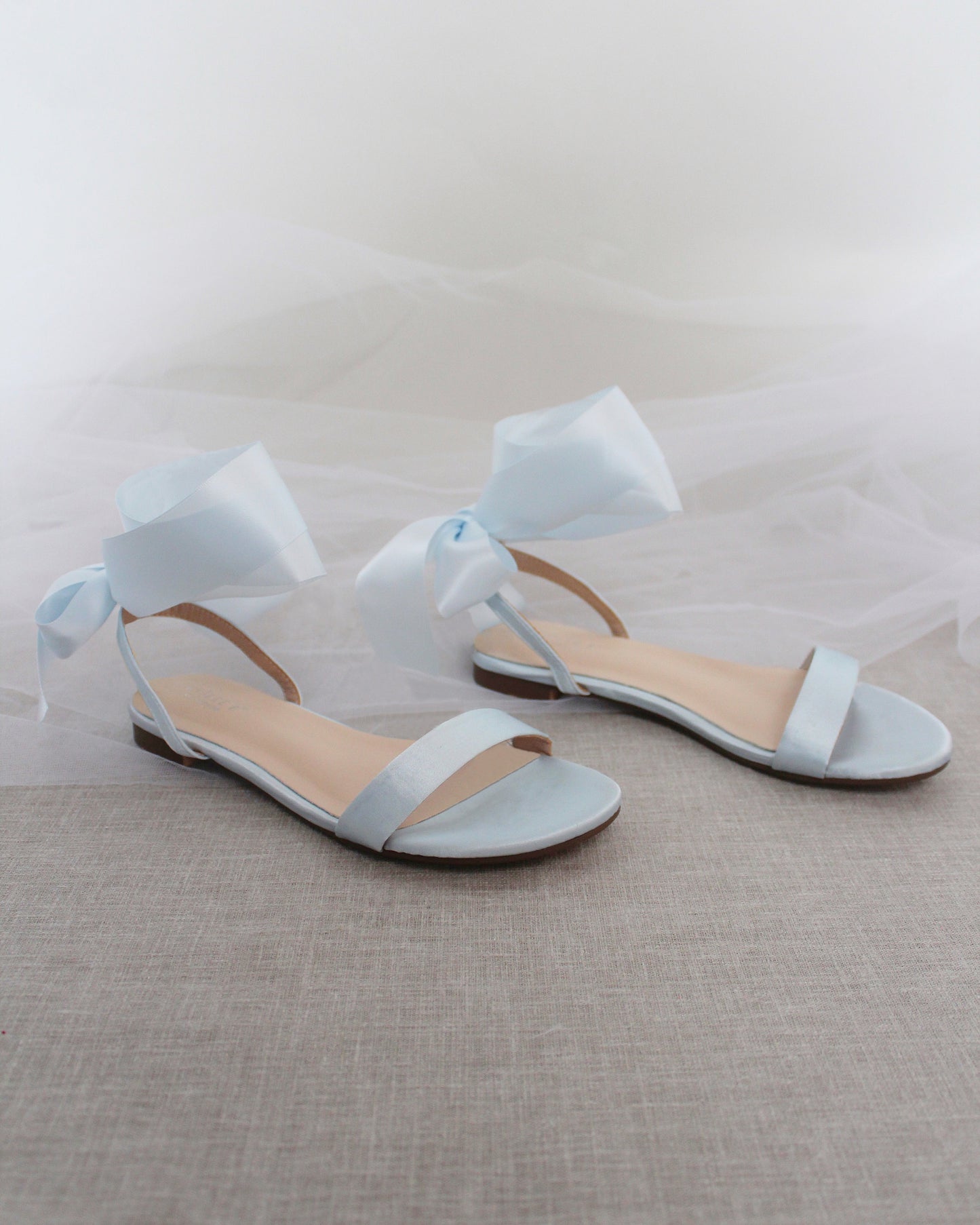 Girls Satin Flat Sandal with Wrapped Satin Tie