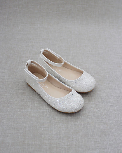Rock Glitter Ballet Flats with Velcro Ankle Strap