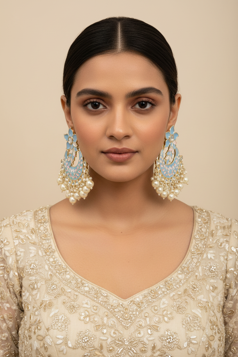 Light blue earrings | chandbali