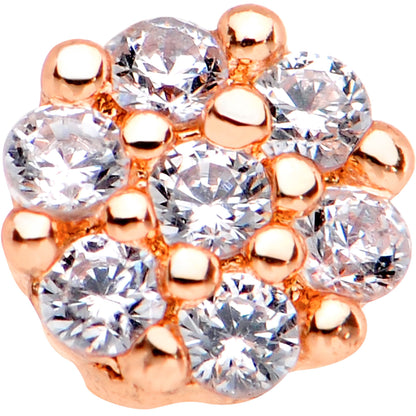 20G 1/4 Clear CZ Gem Rose Gold Tone Cute Cluster Nose Bone
