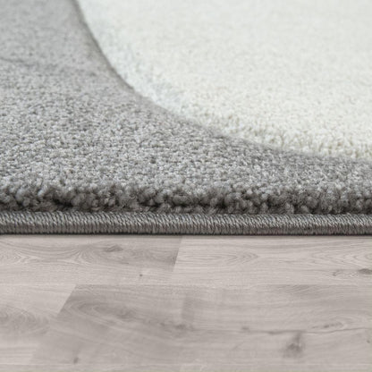 Kids Room Rug Cosmo with Clouds in Pastel Grey White