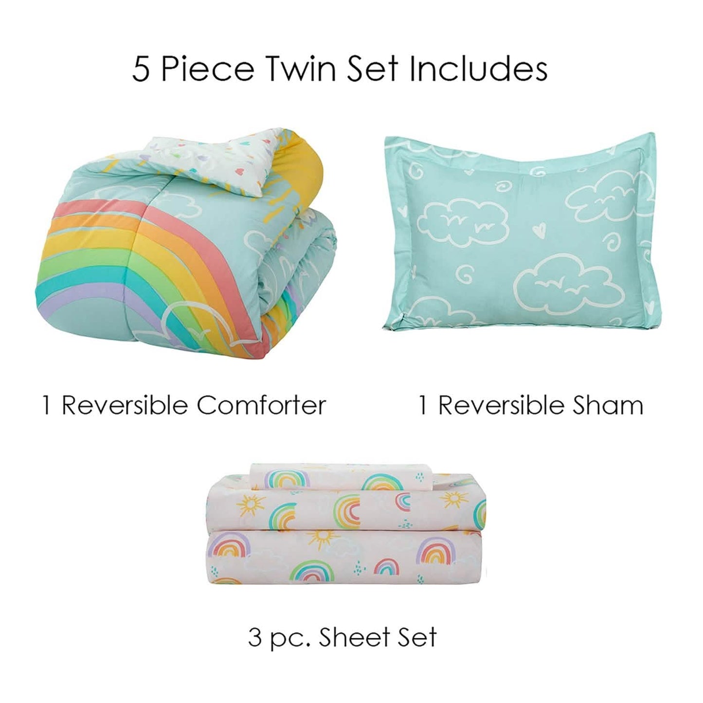 Kidz Mix Rainbow Clouds Bed in a Bag
