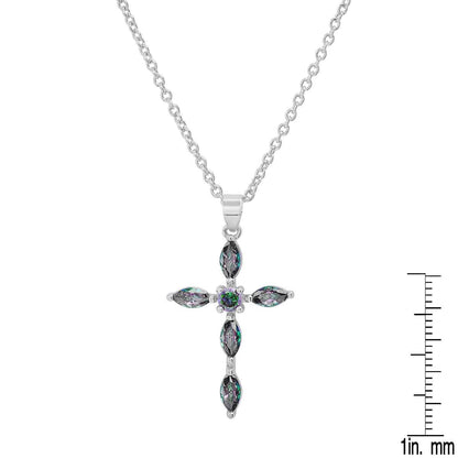 Ladies 18k Gold/White Gold Plated Brass Simulated Cross Pendant