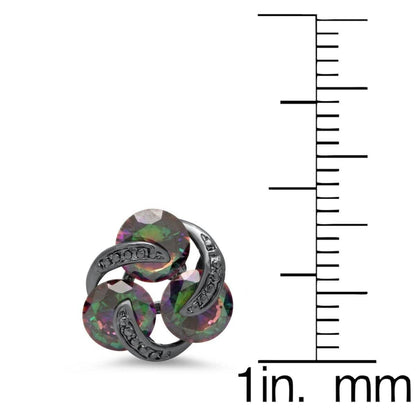 Ladies Black Ip Brass Rainbow Simulated Diamond Cluster Stud Earrings