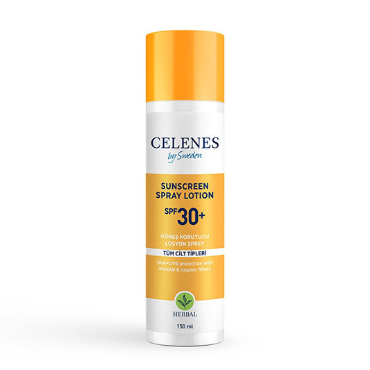 Celenes Herbal SPF 30+ Sunscreen Lotion Spray: UVA/UVB Protection, Nordic Extracts, No White Cast, Alcohol & Paraben-Free, Water Resistant
