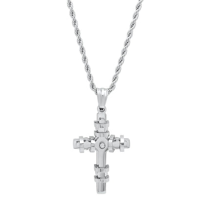 Men's Stainless Steel CZ Cross Pendant