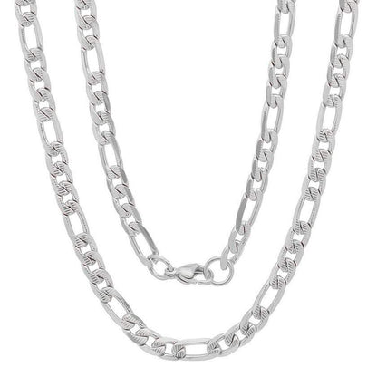 Men's Stainless Steel Diamond Cut Figaro Necklace by Steeltime