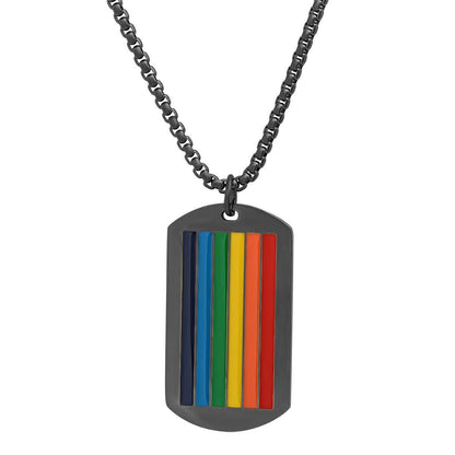 Men's Stainless Steel Rainbow Pride Dog Tag Pendant