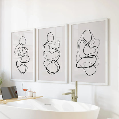 Abstract Line Art Wall Art Set of 3. Minimalist Figure Drawings