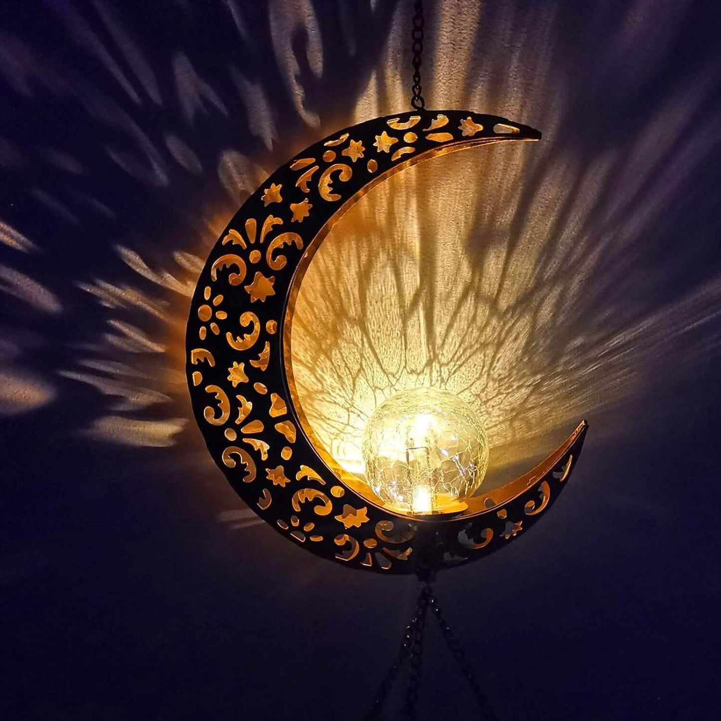 Moon Crackle Glass Ball Wind Chimes Solar Wind Chimes