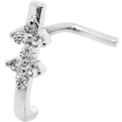 20G Clear CZ Bling Faux Hoop L Shaped Nose Ring