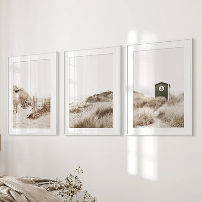 Minimalist Coastal Gallery Wall. Beige Beach Decor Set