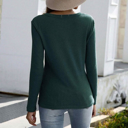 Notched Waffle Knit Solid Tee