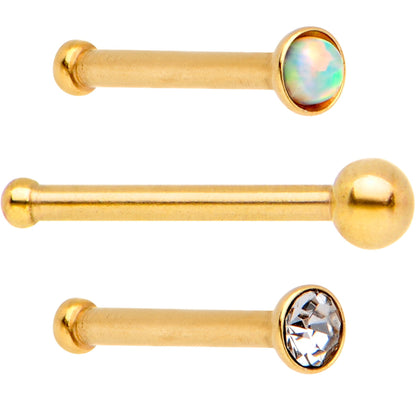 Variety Belle of the Ball Gold PVD Nose Bone 3 Pack Set