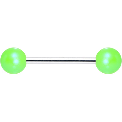 Matte Iridescent Neon Green 6mm Acrylic Ball Barbell Tongue Ring