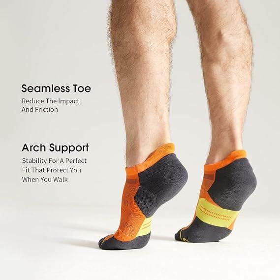 NTCARE Men's Ankle Running Socks Cushioned Low Cut White 6 Pack Size M