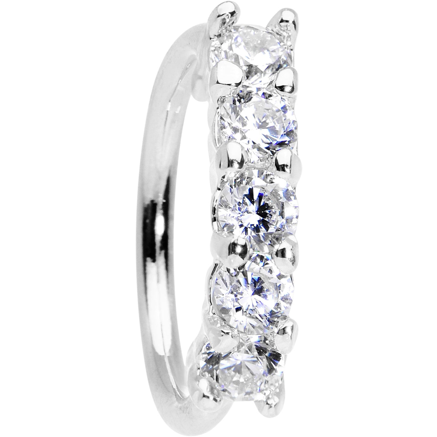 18G 5/16 Clear CZ Quintet Seamless Circular Ring