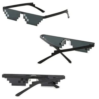 Pixel Mosaic Sunglasses | Funny Retro Gamer Glasses for Party and Cosplay