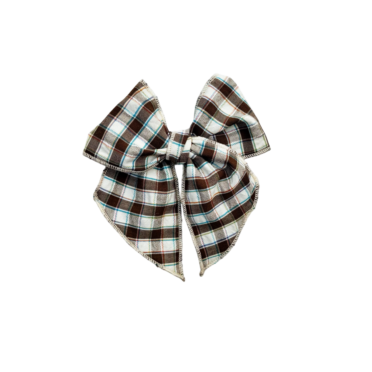 Brown Seersucker Plaid w/ Pop of Color Elle Bow