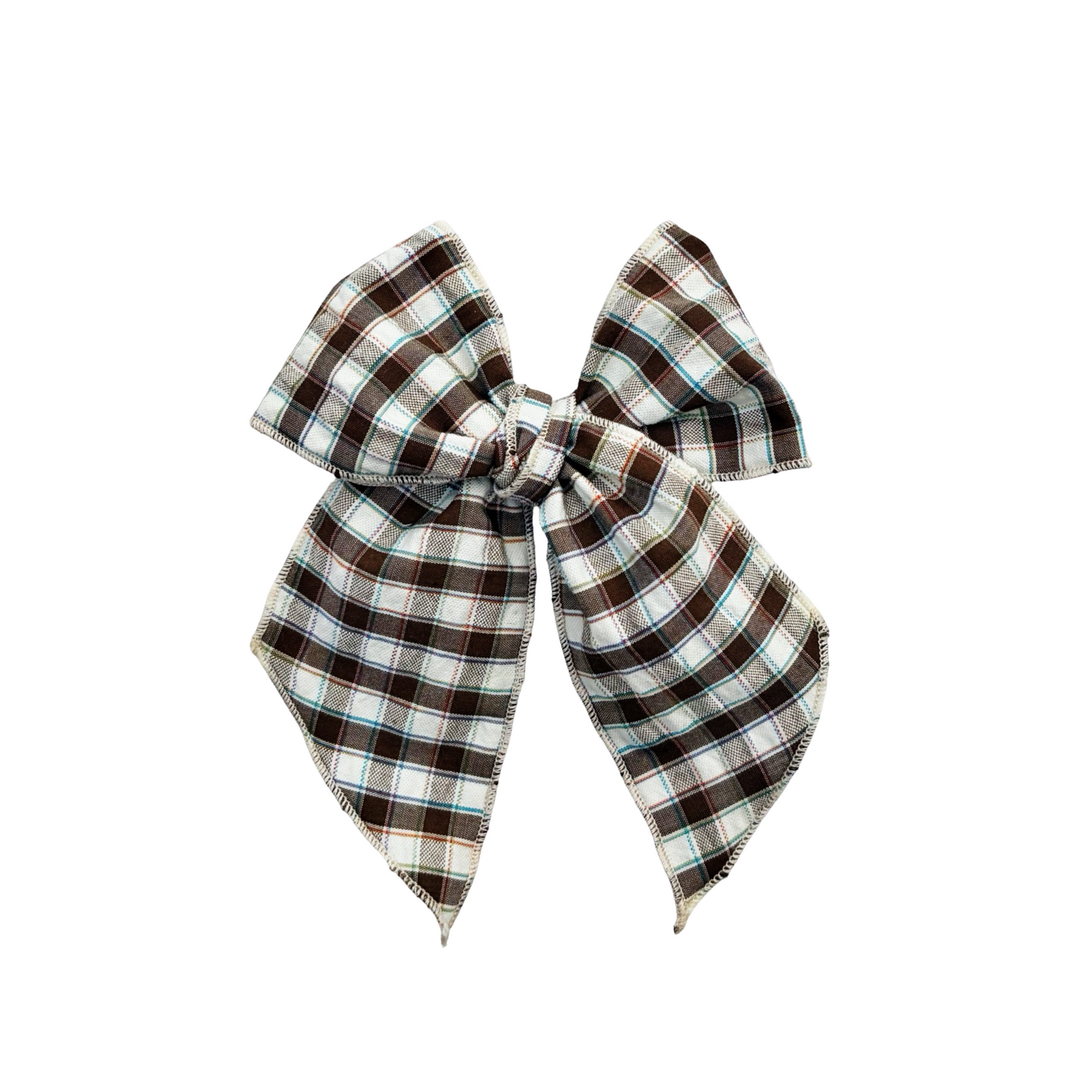 Brown Seersucker Plaid w/ Pop of Color Elle Bow