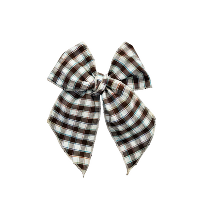 Brown Seersucker Plaid w/ Pop of Color Elle Bow