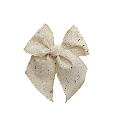Cream Confetti Linen Elle Bow