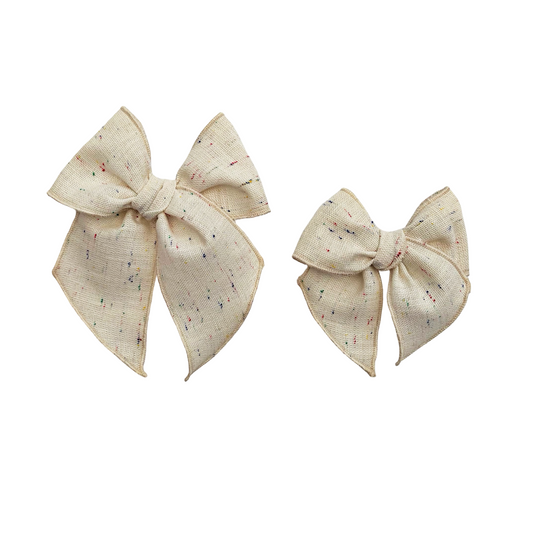 Cream Confetti Linen Elle Bow