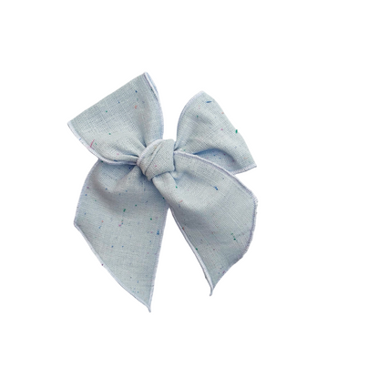 Light Blue Confetti Linen Elle Bow
