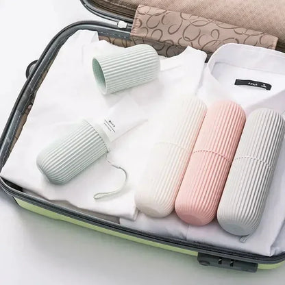 Portable Toothbrush Cup | Travel Toothpaste Holder and Toiletry Storage Case Organizer