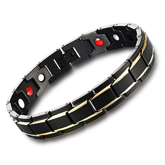 Men's Luxury Gold Plated SS Magnetic Energy Bracelet Bangle