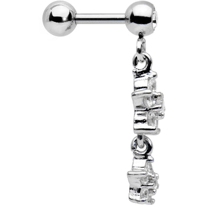 16G 1/4 Clear Gem Double Star Dangle Cartilage Tragus Earring