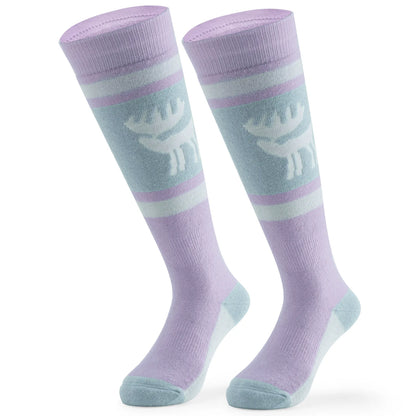 Wool Blend Kids Ski Socks, Knee-high Warm Thermal Snowboard Skating Socks for Boys & Girls