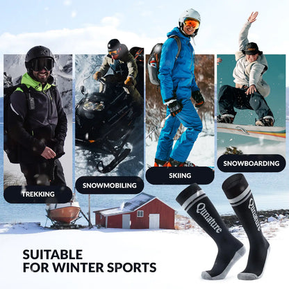 Thermal Wool Blend Ski Socks, Cold Weather Knee-high Warm Socks for Winter