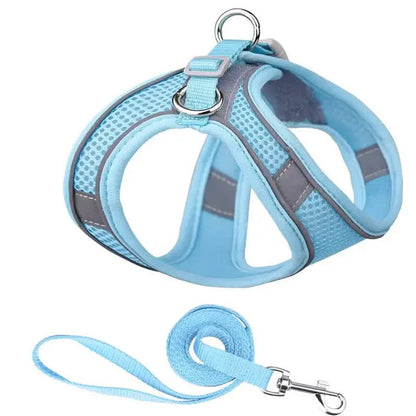 Reflective Dogs Harness with Leash Adjustable Harness Vest Breathable Collars