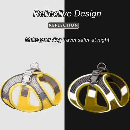 Reflective Dogs Harness with Leash Adjustable Harness Vest Breathable Collars