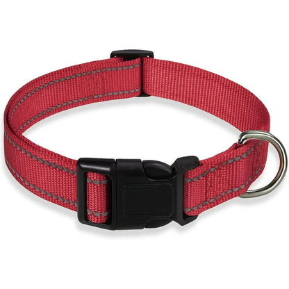 Reflective Nylon Dog Collar | Adjustable Safety Strap for Small and Medium Dogs