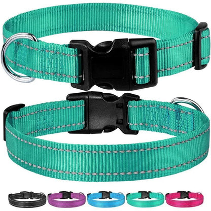 Reflective Nylon Dog Collar | Adjustable Safety Strap for Small and Medium Dogs
