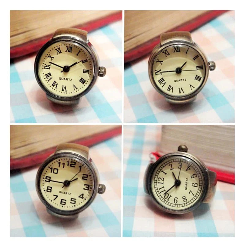 Retro Roman Vintage Punk Finger Watch Ring | Functional Ring Watch with Quartz Movement