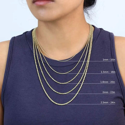 Rope Chain in Yellow Gold - 2mm