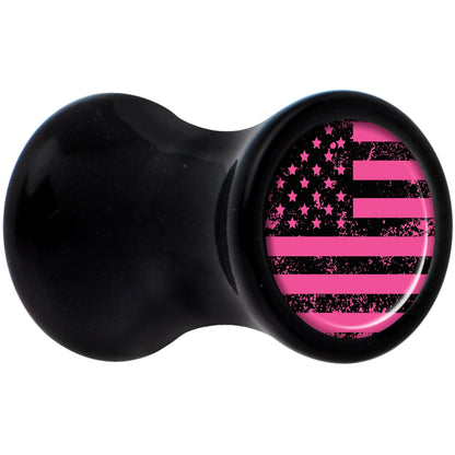 Black Acrylic Pink American Flag Saddle Plug Set 4G