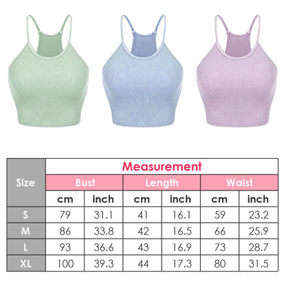 3-Pack Ribbed Knit Crop Basic Sleeveless Tank Top